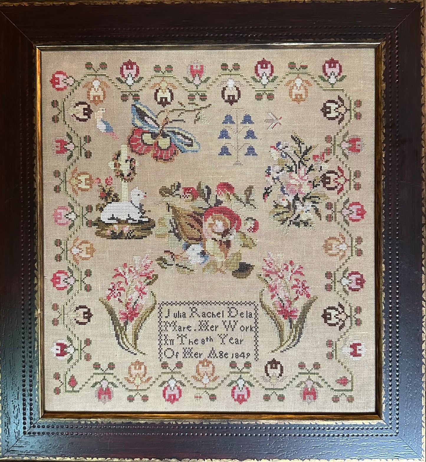 Julia Rachel De La Mare, 1849, A Guernsey, Channel Island Sampler - Cross Stitch Antiques