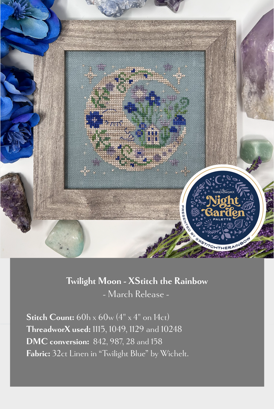 Twilight Moon - ThreadworX Night Garden Thread Pack - xStitch the Rainbow - Tiny Modernist