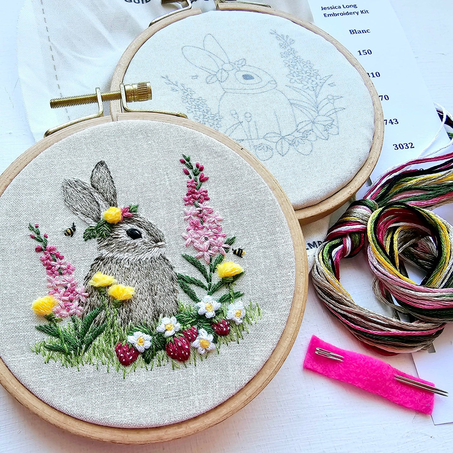 Berry Patch Bunny Hand Embroidery Kit - Jessica Long Embroidery