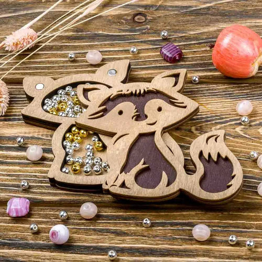 Fox Bead Organizer With Wooden Cover