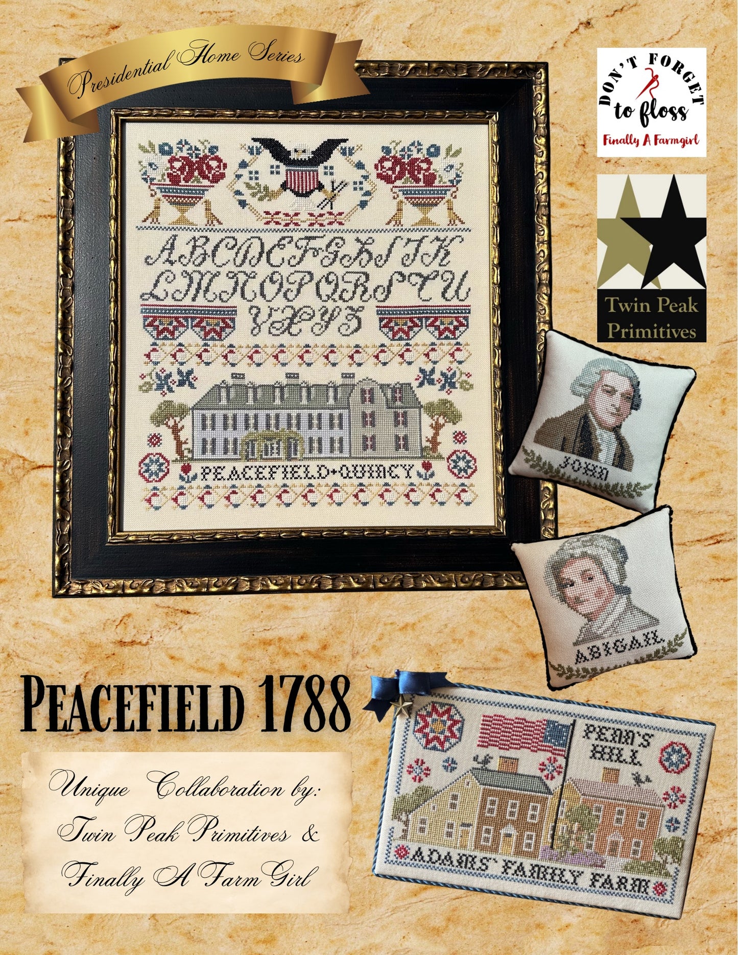 Peacefield 1788 Sampler - The Patriotic Homes Series #2 - Finally A Farmgirl