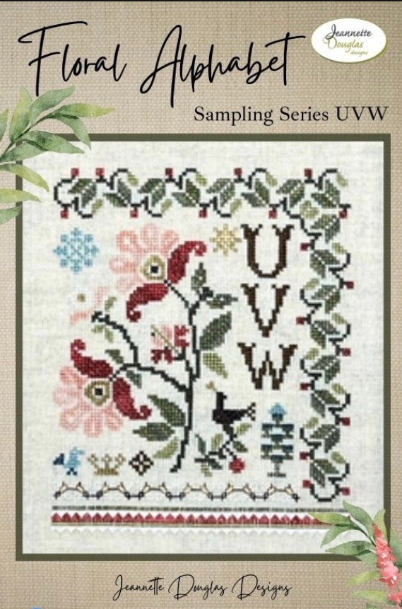 Floral Alphabet Sampling Series: UVW - Jeannette Douglas Designs - 2026 Nashville Needlework Market PREORDER