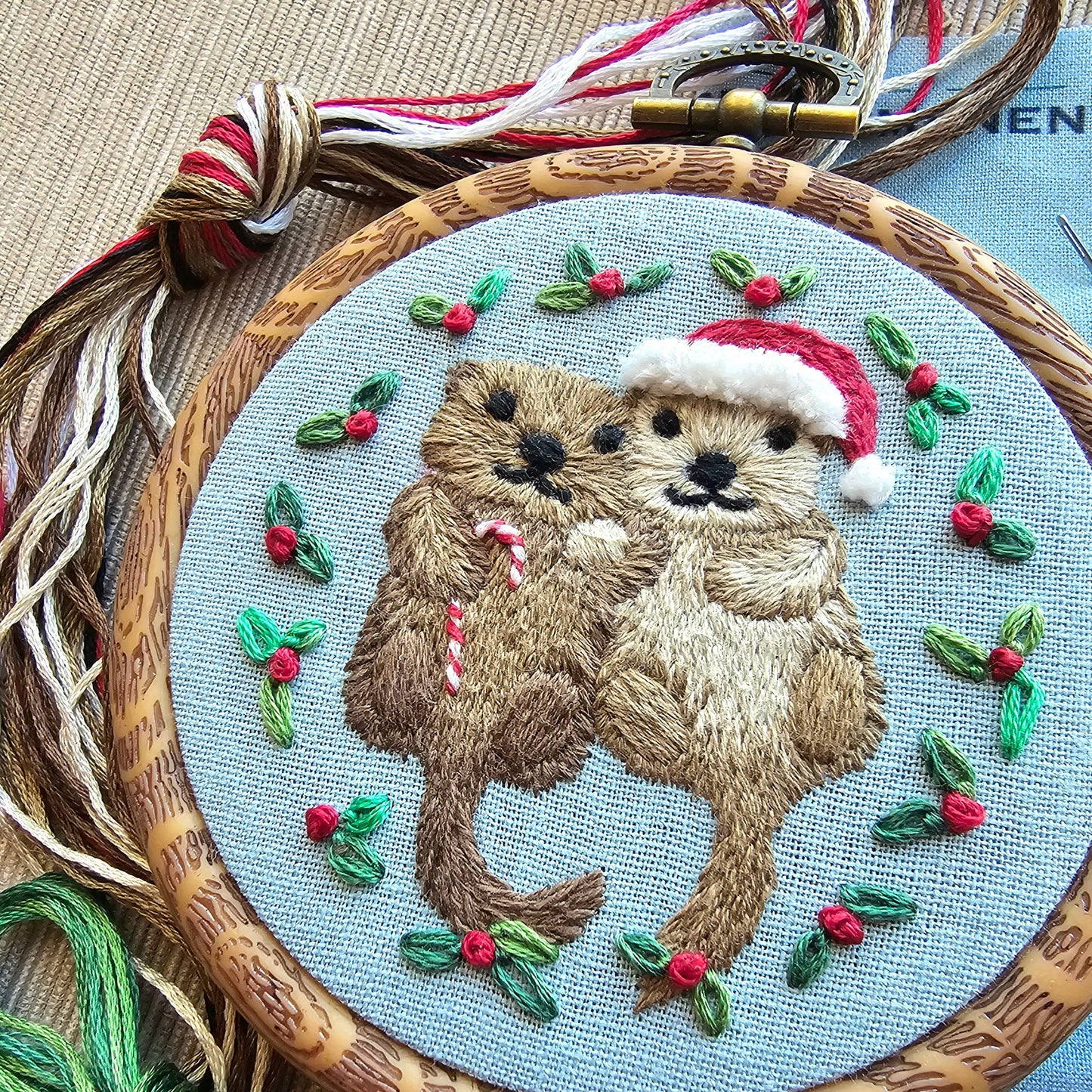 Holiday Otterly Adorable Ornament Embroidery Kit - Jessica Long Embroidery