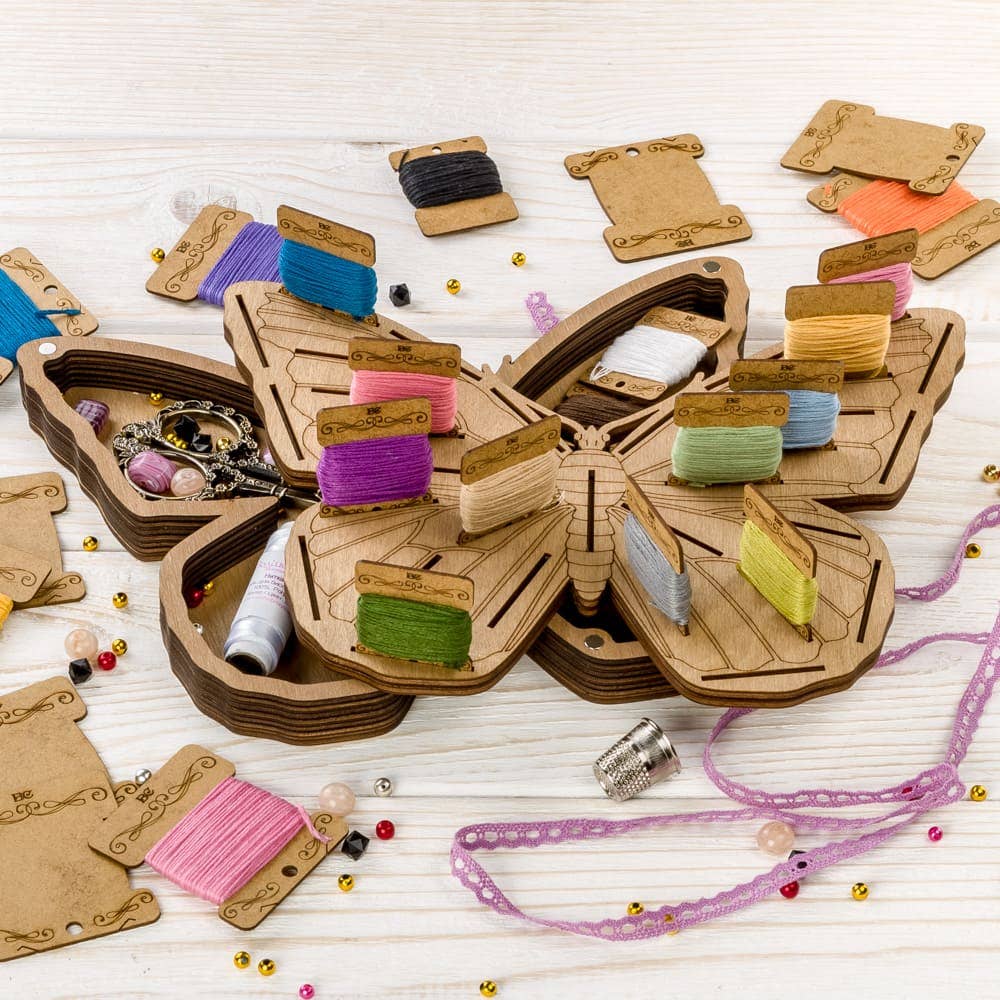 Butterfly Storage Box with 33 Bobbins Included