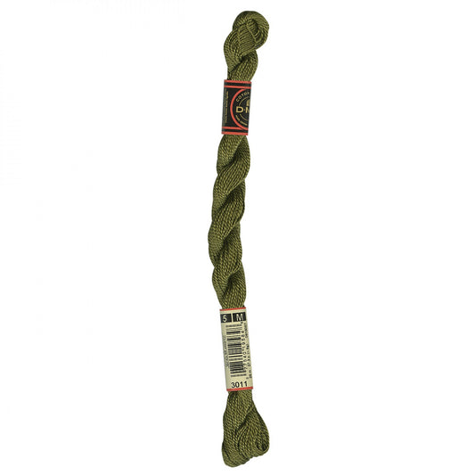 DMC Pearl Cotton Skein Size 5 Dark Khaki Green #3011