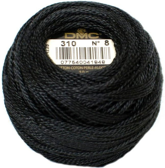 DMC Pearl Cotton Ball Size 8 #310 (Black)