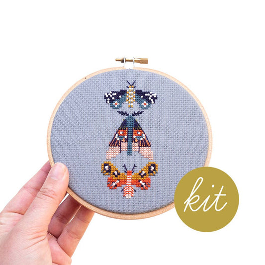 Moths Cross Stitch Kit - Junebug and Darlin