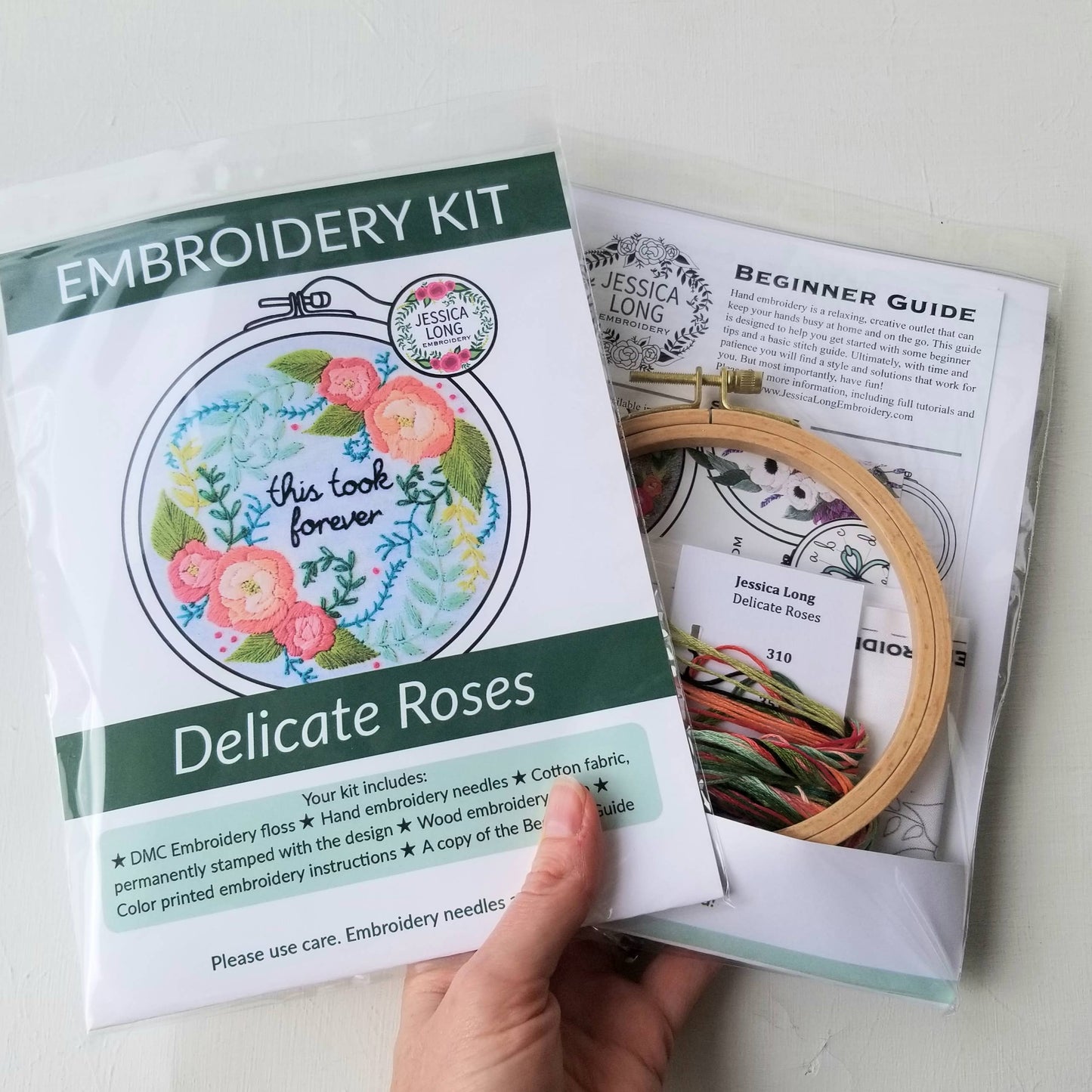 Delicate Roses Beginner Embroidery Kit - Jessica Long Embroidery