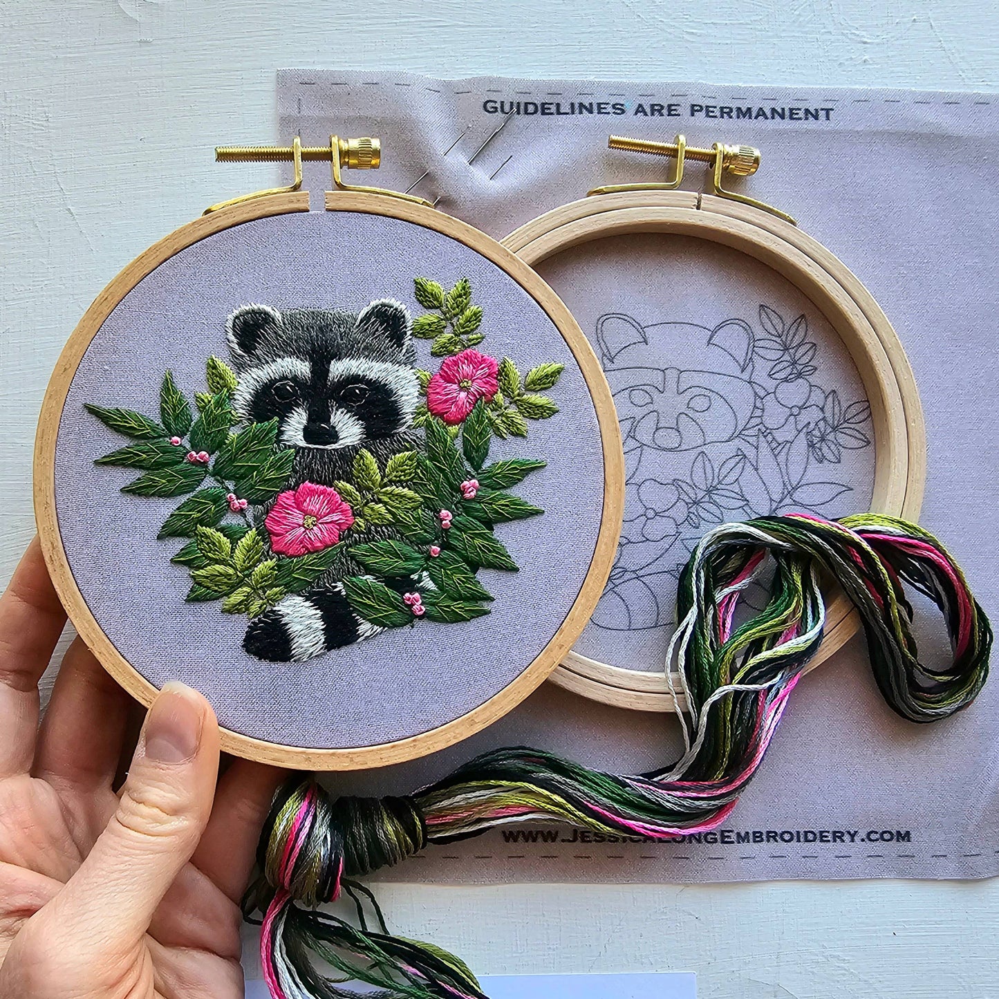 Raccoon Hand Embroidery Kit - Jessica Long Embroidery