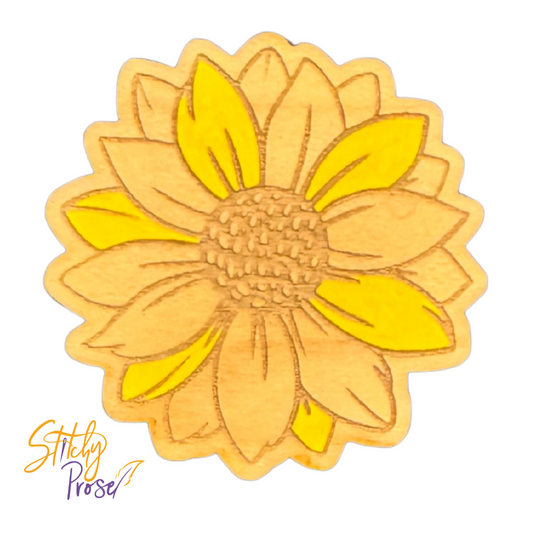 Wooden Sunflower - Needle Minder - Stitchy Prose