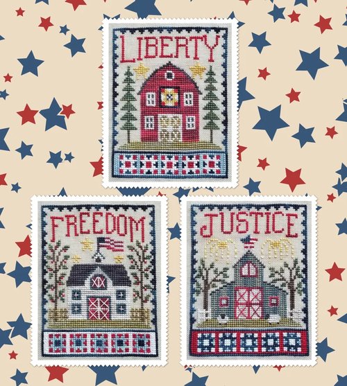 Patriotic Barn Trio - Waxing Moon Designs