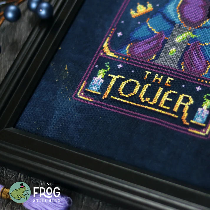 Feather Tarot: The Tower - Fine Frog Stitching