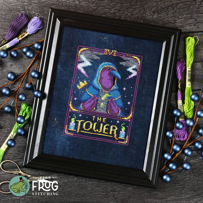 Feather Tarot: The Tower - Fine Frog Stitching