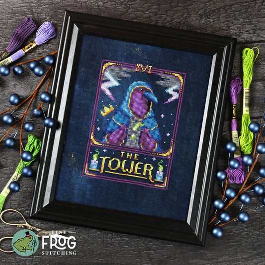 Feather Tarot: The Tower - Fine Frog Stitching