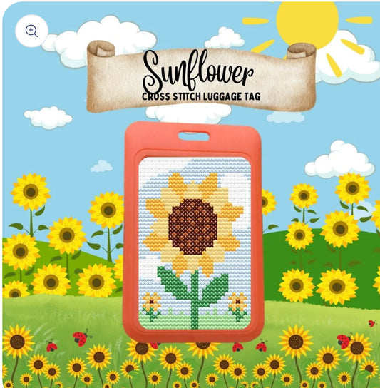 Sandra The Sunflower Cross Stitch Luggage Tag Kit - Jumpseat Therapy