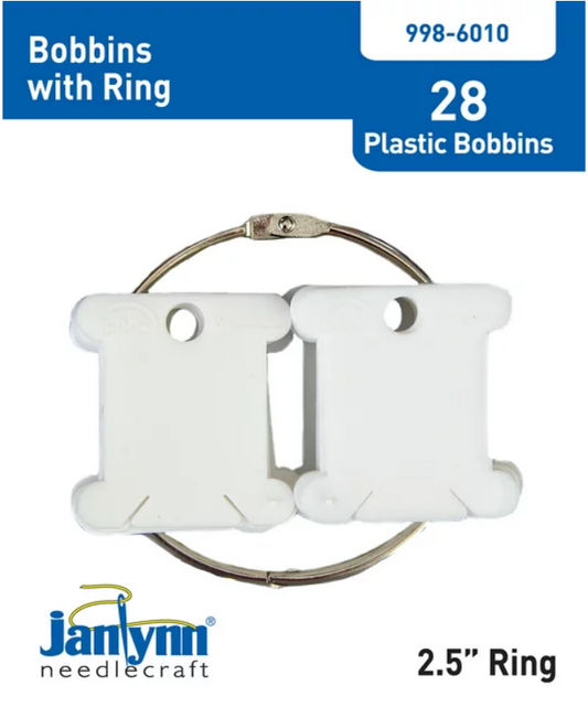 Janlynn Plastic Floss Bobbins with Metal Ring