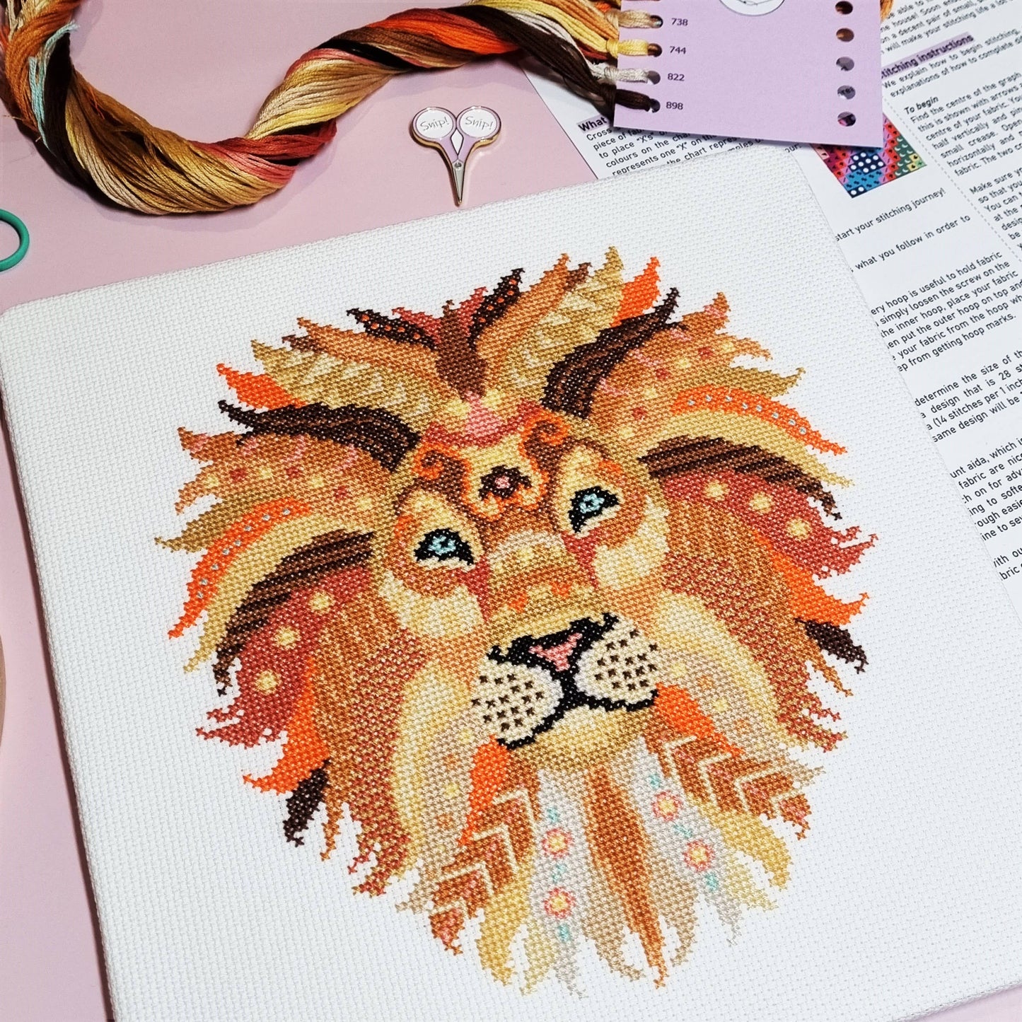 Mandala Lion Cross Stitch Kit - Meloca Designs