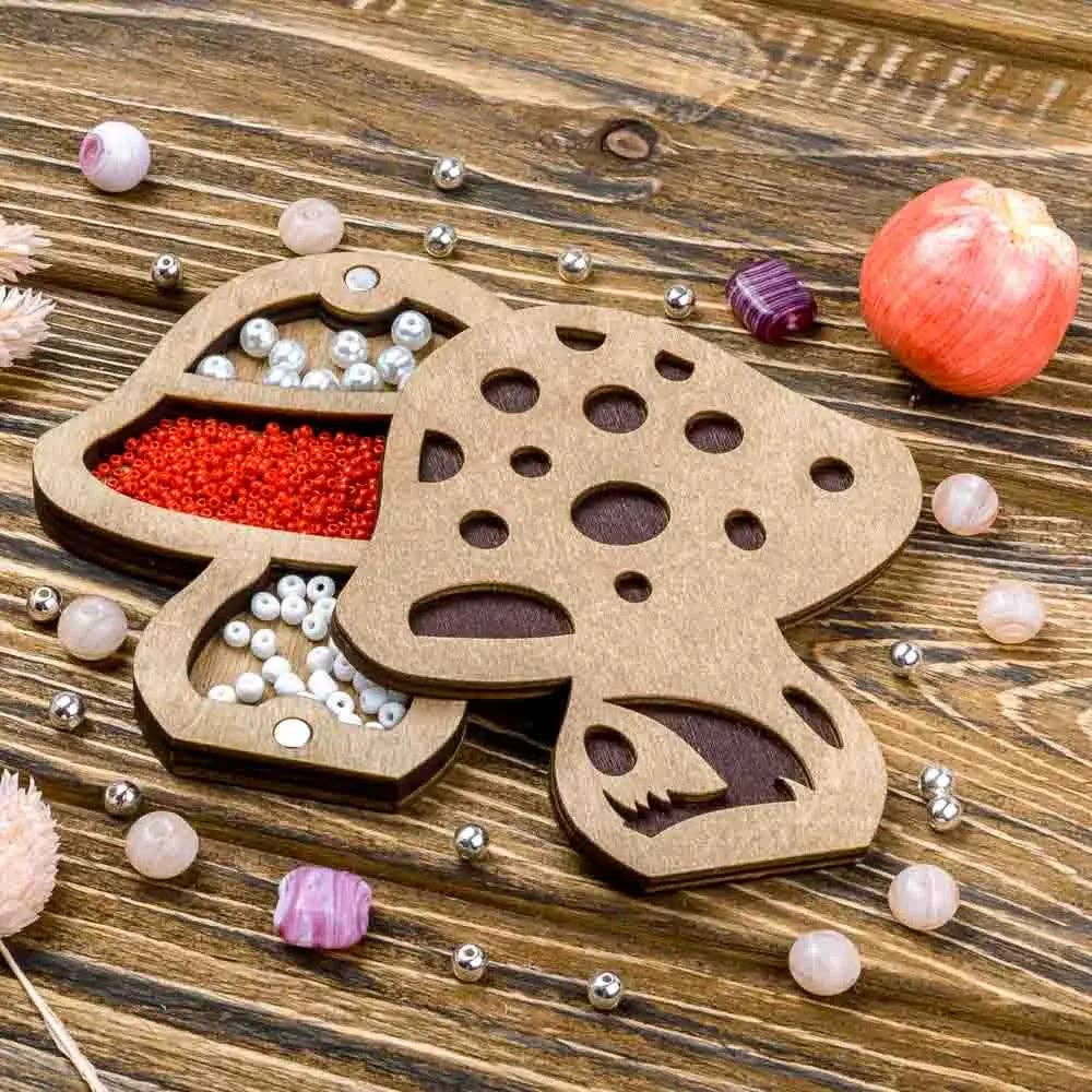 Mushroom Bead organizer with Wooden Cover