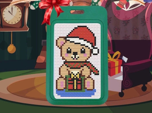 Benson The Bear Cross Stitch Luggage Tag Kit - Jumpseat Therapy