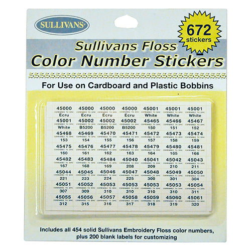 Sullivans Floss Color Number Stickers