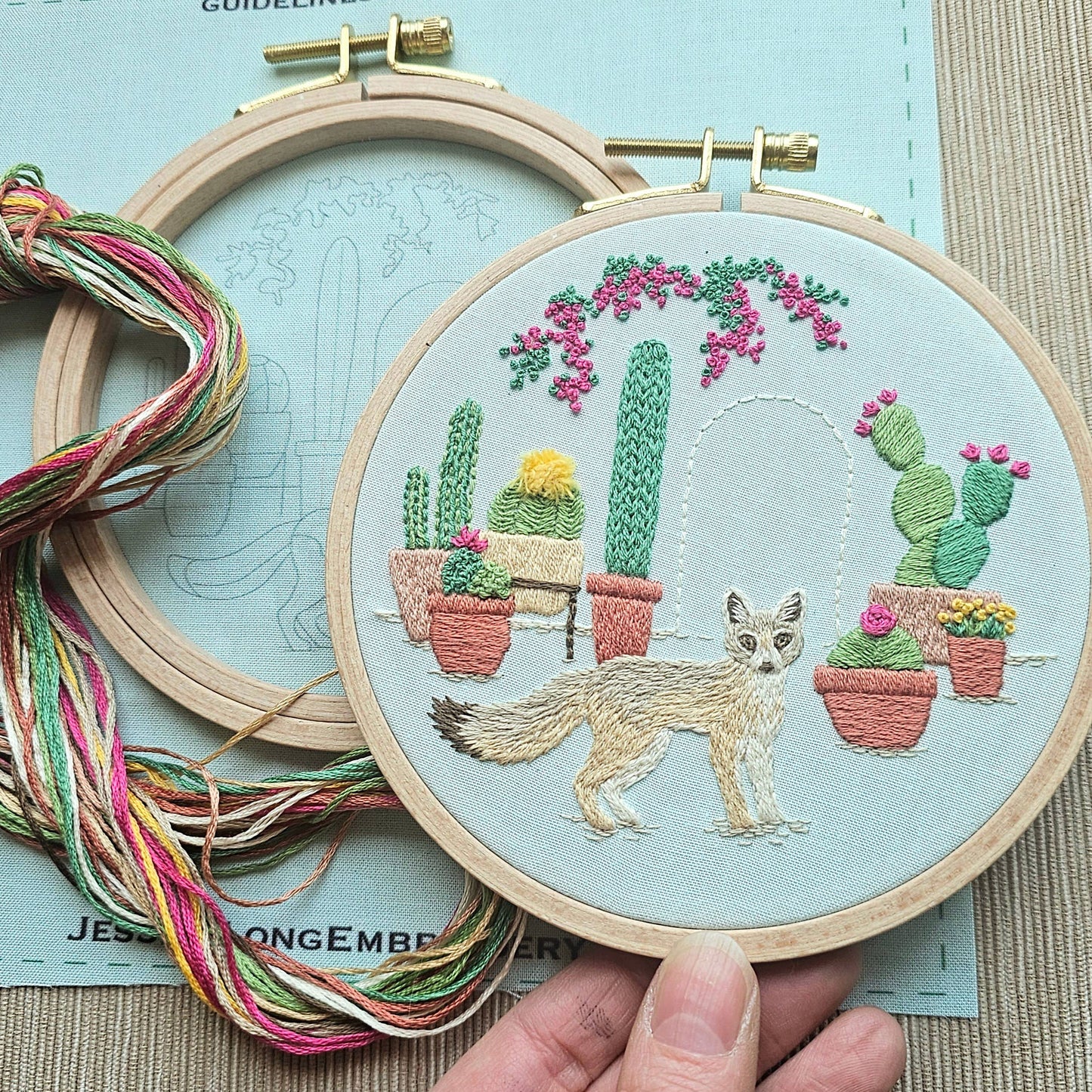 Desert Fox Hand Embroidery Kit - Jessica Long Embroidery
