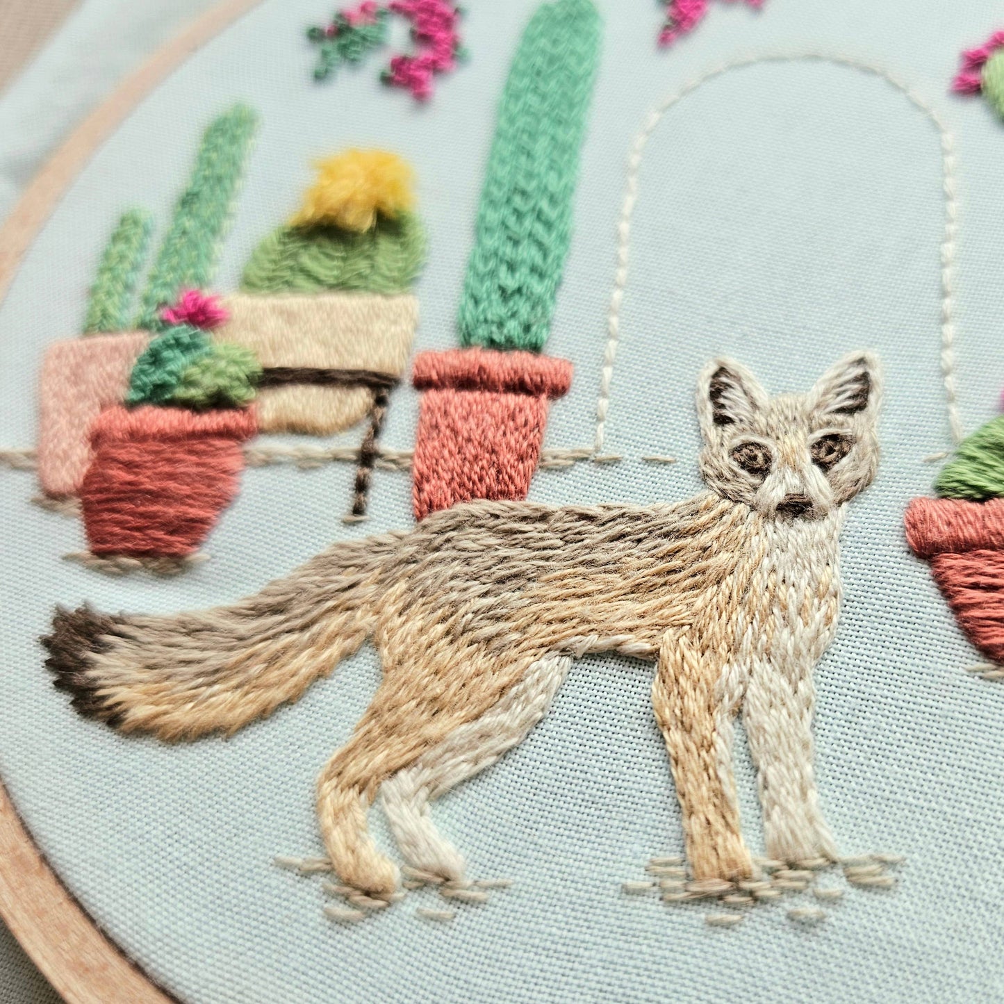 Desert Fox Hand Embroidery Kit - Jessica Long Embroidery