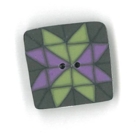 Small Lilac/Green Quilted Star - Just Another Button Company