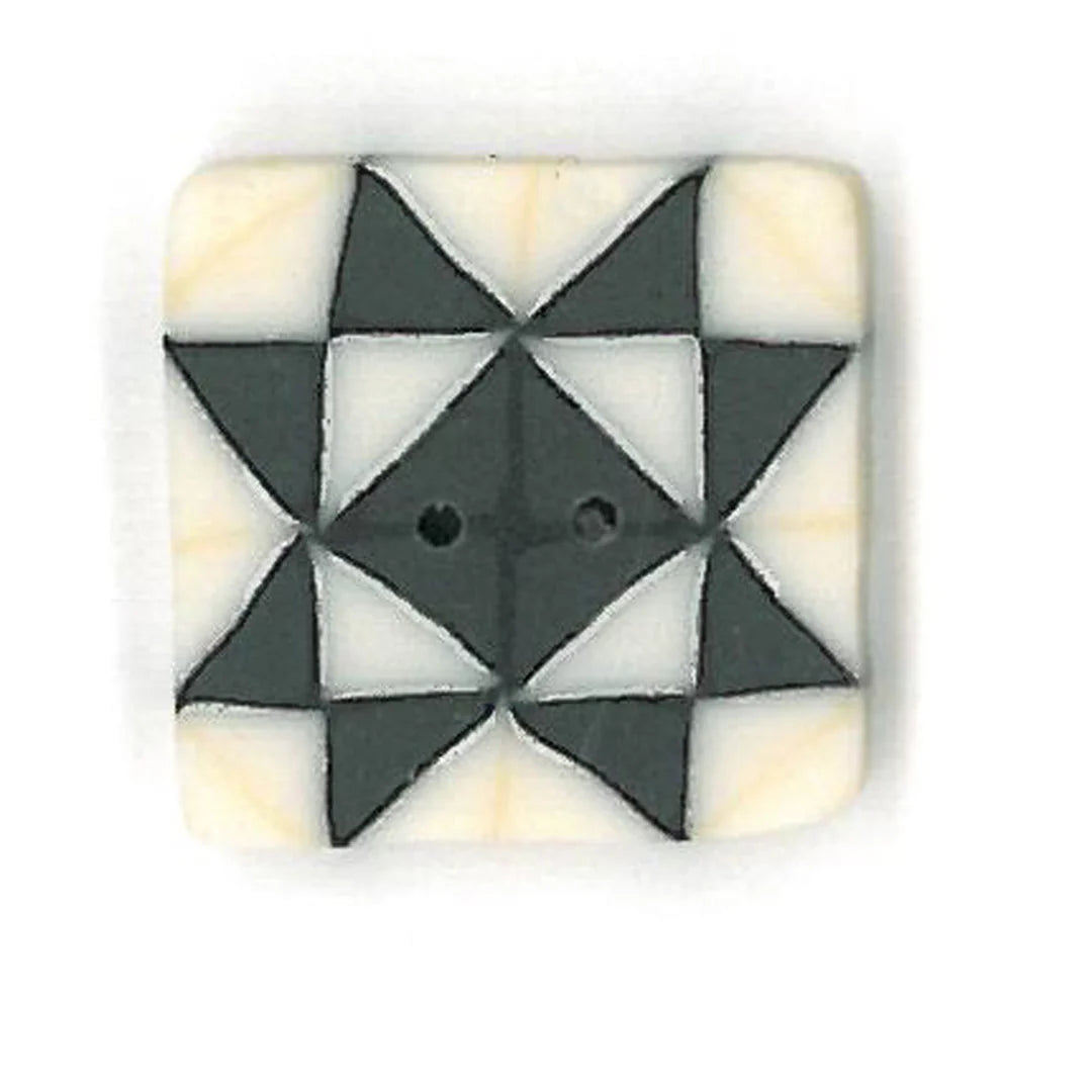 Small Black/White Quilted Star Spool - Just Another Button Company