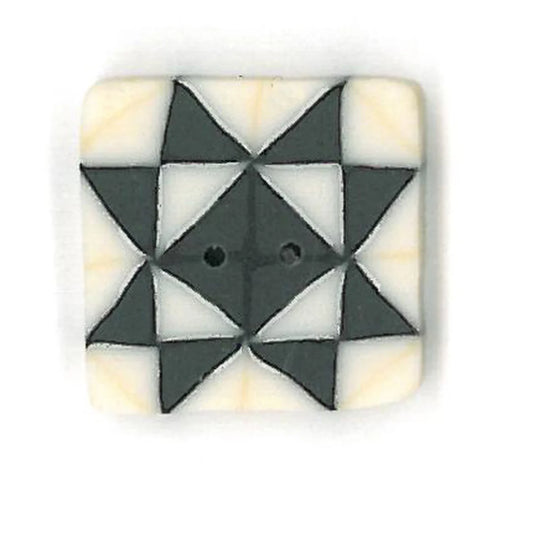 Small Black/White Quilted Star Spool - Just Another Button Company