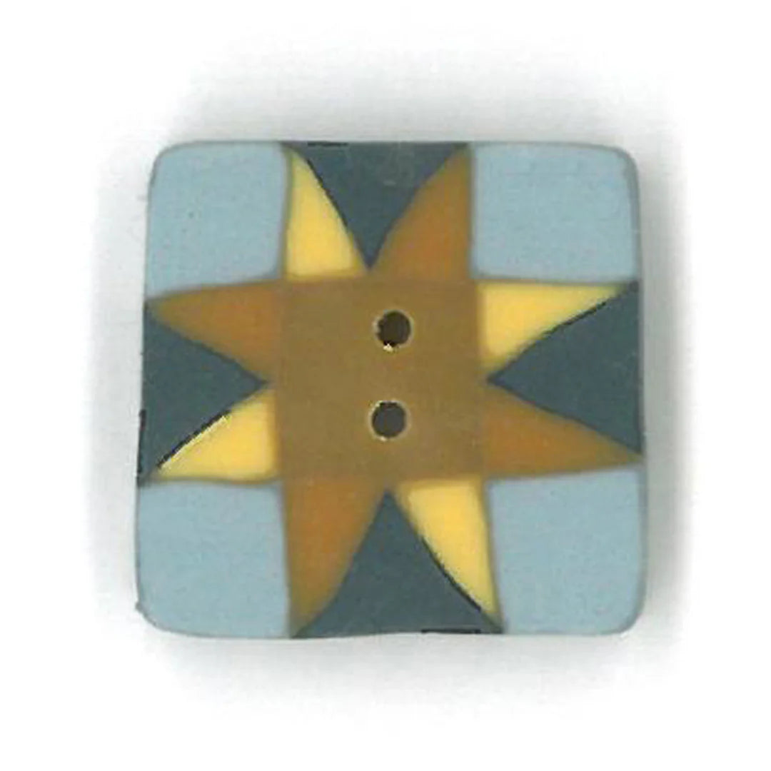 Small Gold/Blue Quilted Star - Just Another Button Company