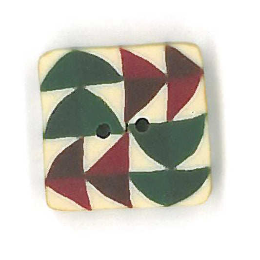 Small Red/Green Quilted Star - Just Another Button Company
