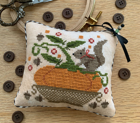 Pumpkin Basket Pinkeep - Stitches by Ethel - 2026 Needlework Marketplace PREORDER