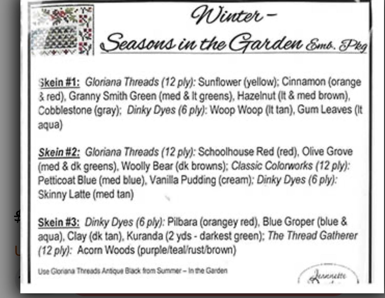 Winter Thread Pack - Seasons In The Garden - Jeannette Douglas