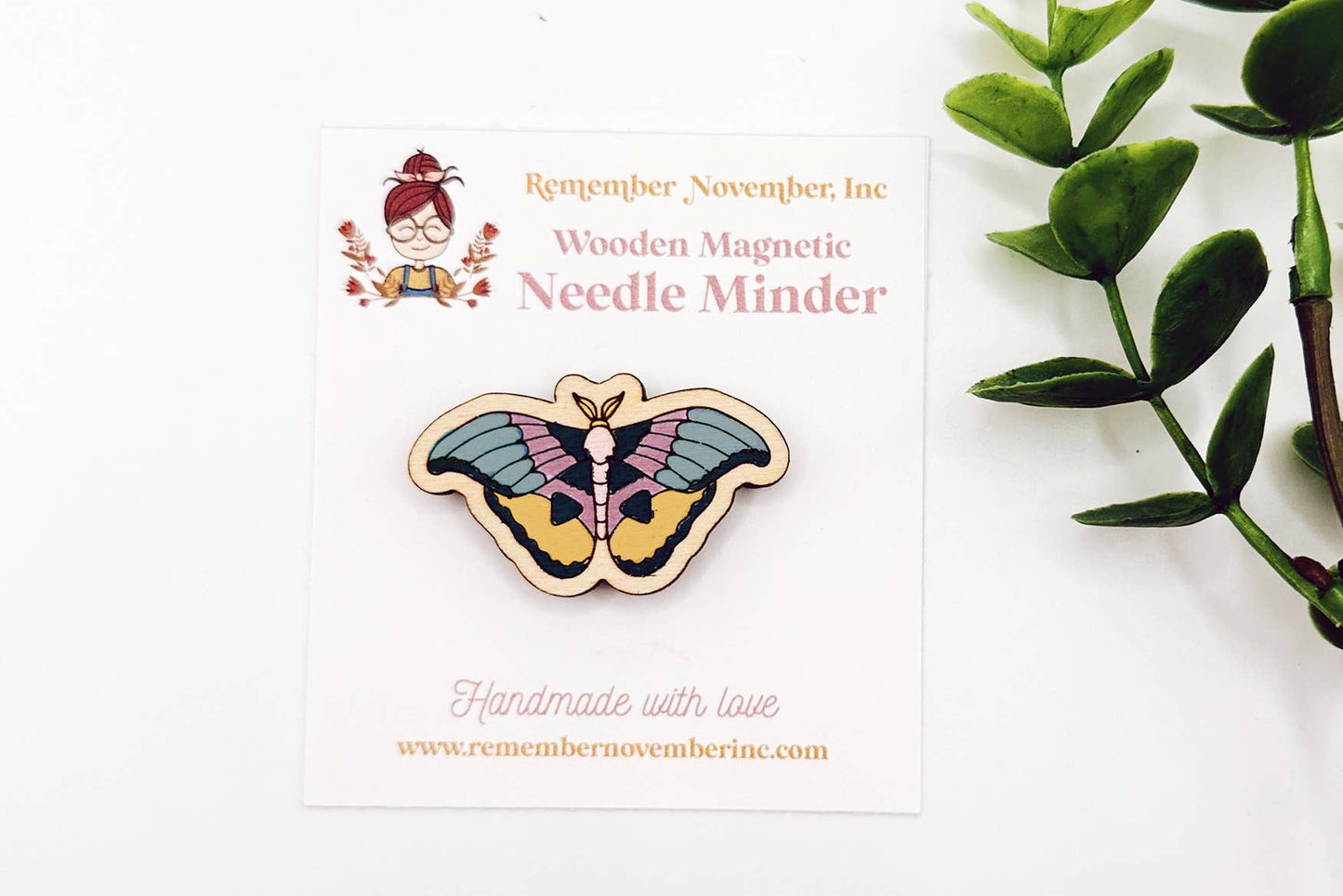 Moth Wooden Needle Minder