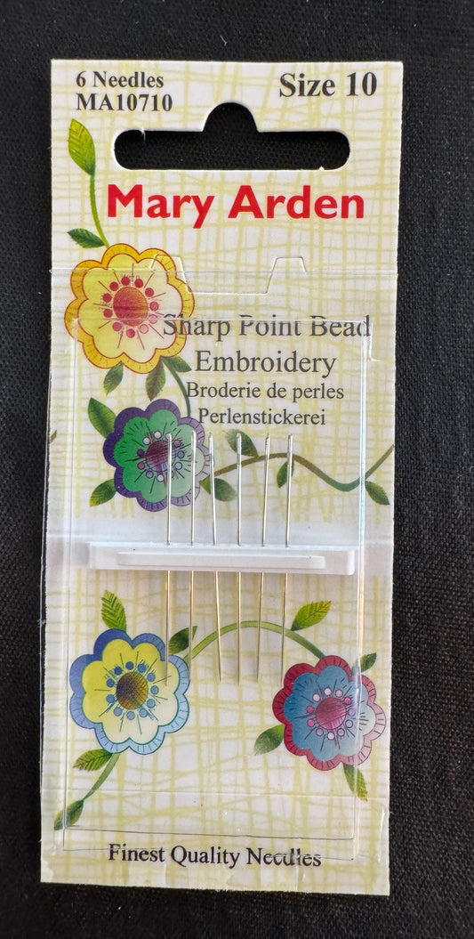 Size 10 Mary Arden Sharp Point Bead Embroidery Needles