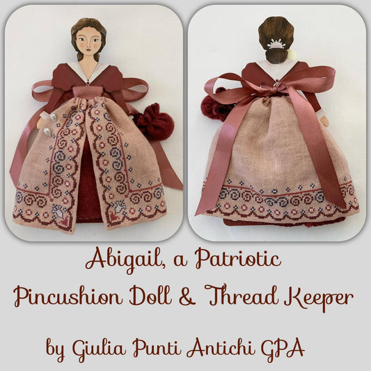 Abigail, a Patriotic Pincushion Doll & Thread Keeper - Giulia Punti Antichi