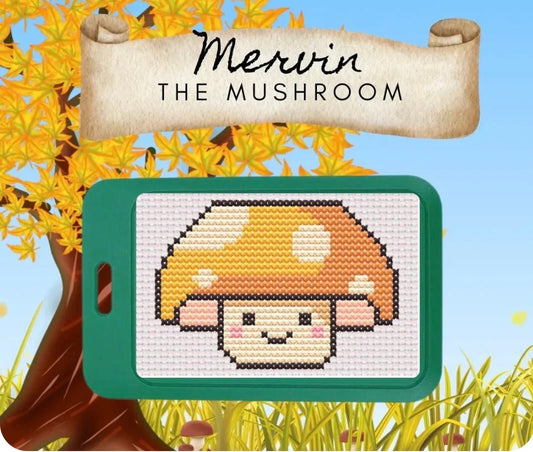 Mervin The Mushroom Cross Stitch Luggage Tag Kit - Jumpseat Therapy