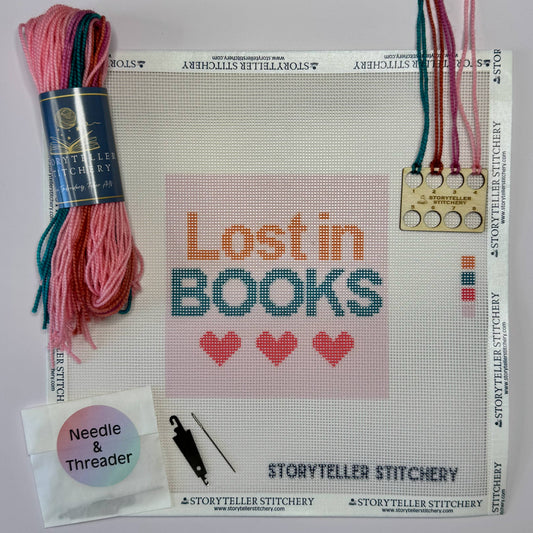 Lost in Books — Modern Needlepoint Kit - Storyteller Stitchery