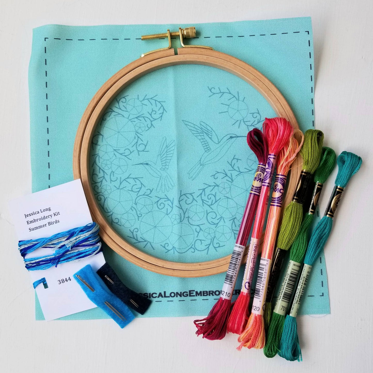 Summer Hummingbird Embroidery Kit - Jessica Long Embroidery