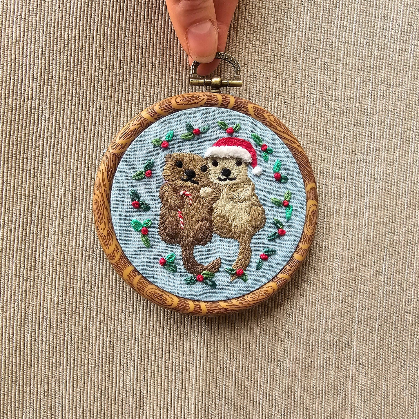 Holiday Otterly Adorable Ornament Embroidery Kit - Jessica Long Embroidery