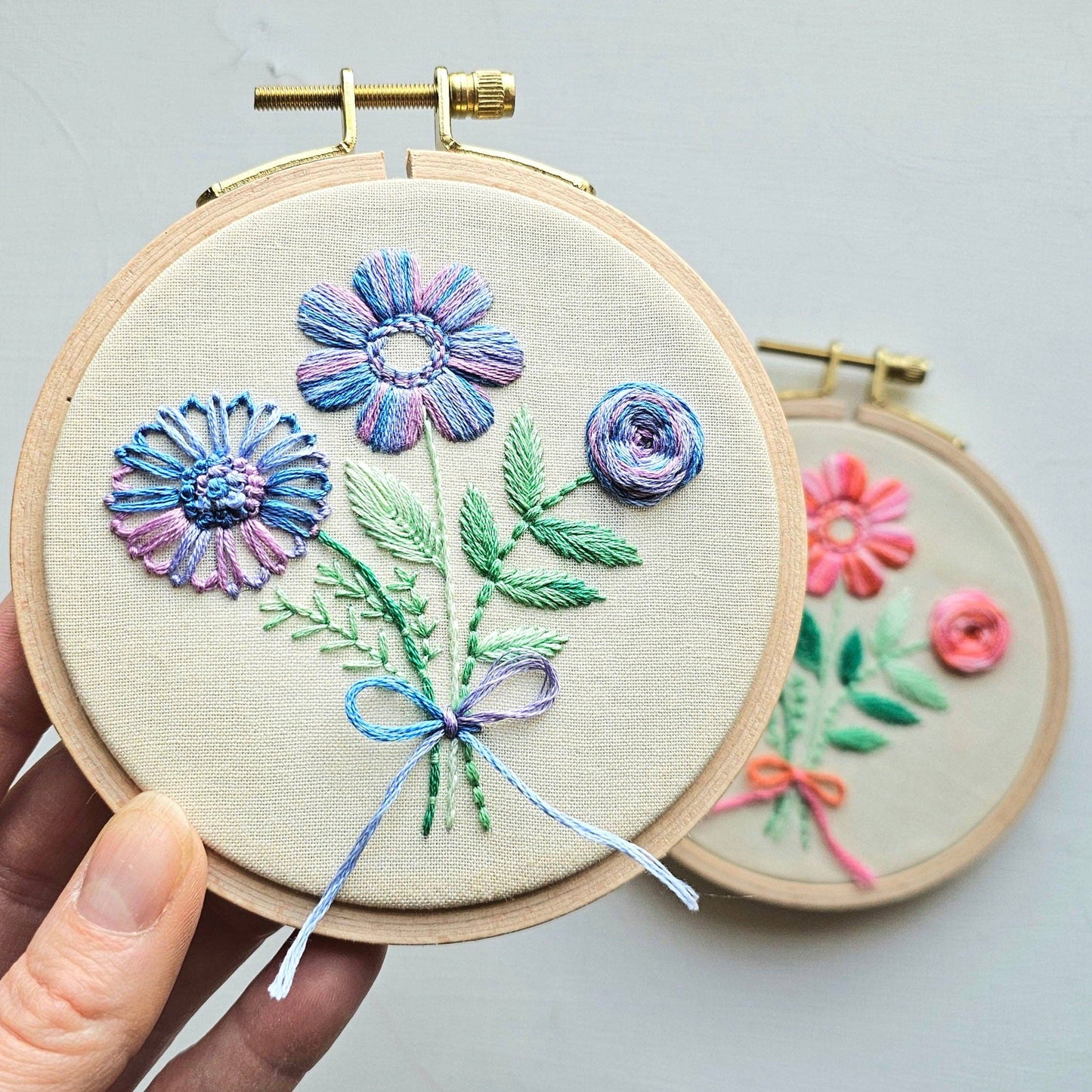 Floral Trio Embroidery Kit: Variegated Purple