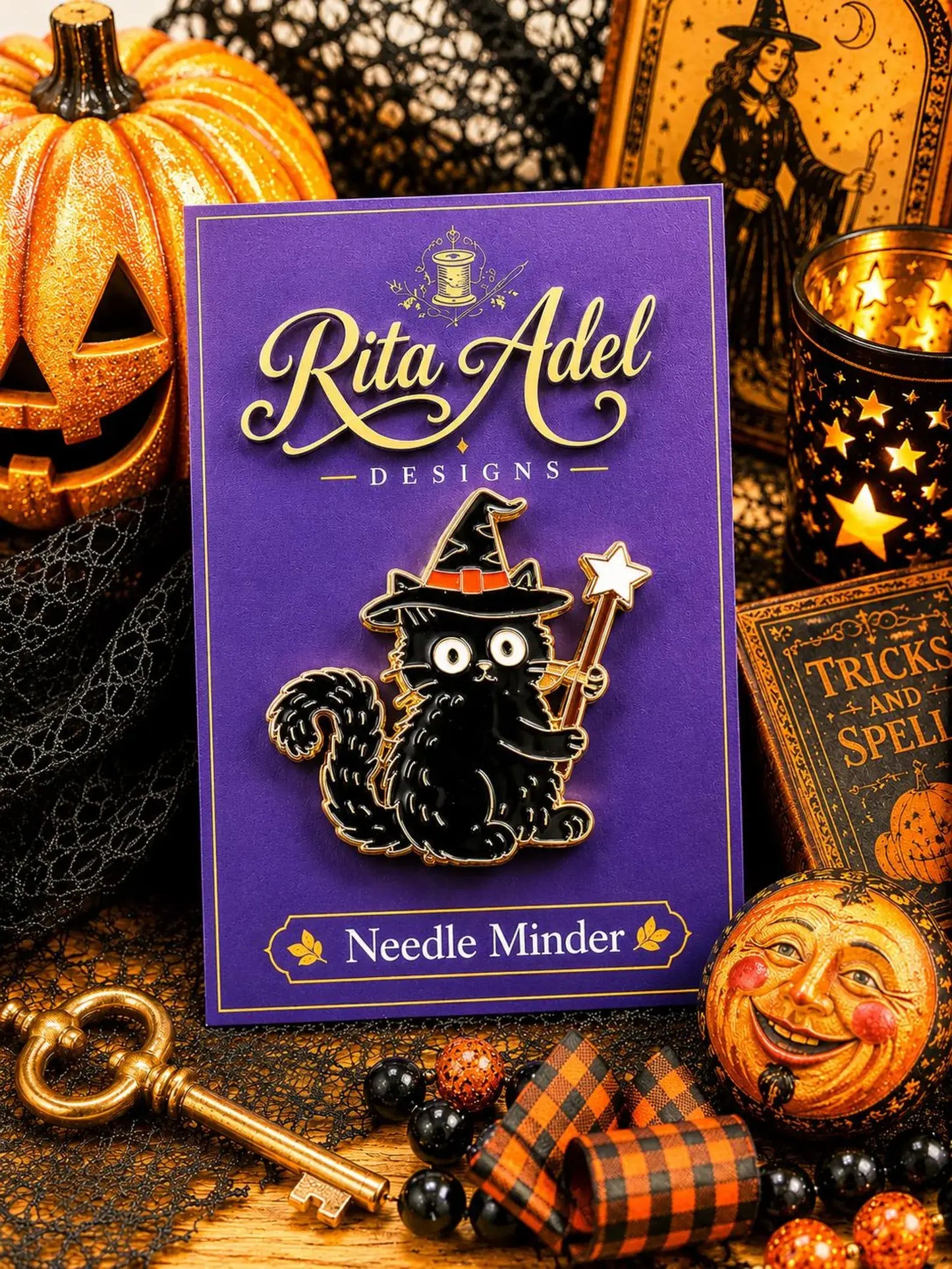 Black Cat Halloween Needle Minder