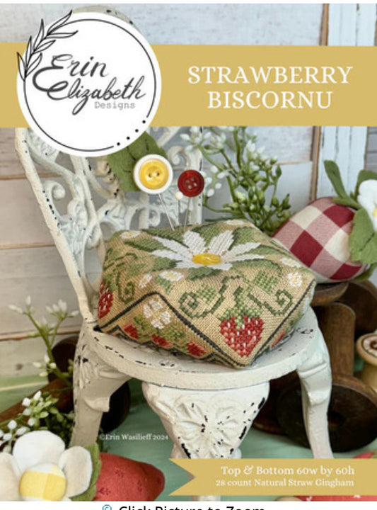 Strawberry Biscornu - Erin Elizabeth Designs
