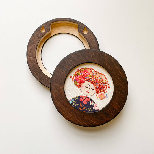 Embroidery Hoop Frame for 4" Hoops: Square / Dark Walnut Stain - Modern Hoopla