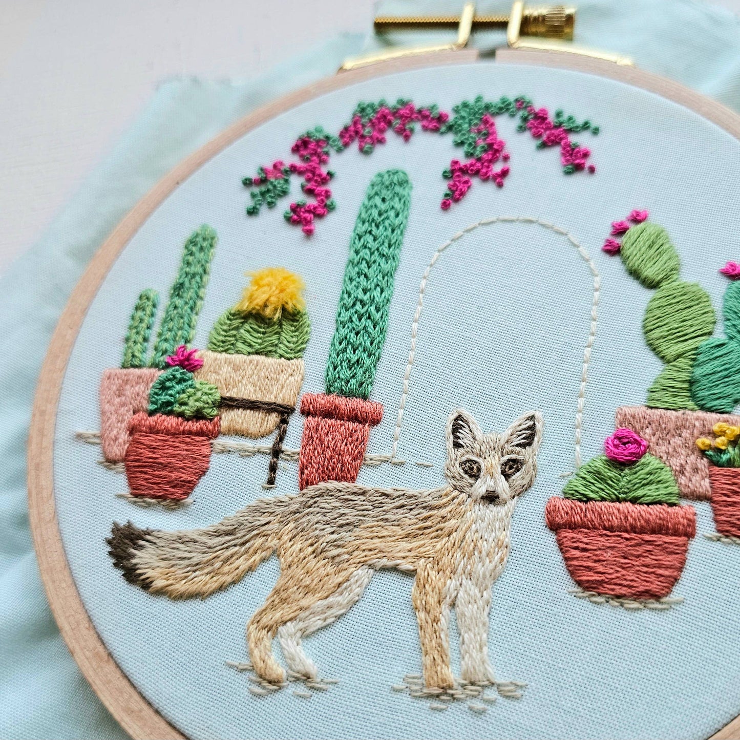 Desert Fox Hand Embroidery Kit - Jessica Long Embroidery