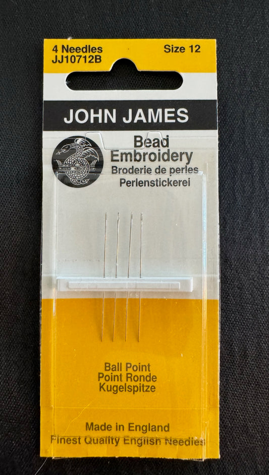 Size 12 John James Ball Point Bead Embroidery Needles