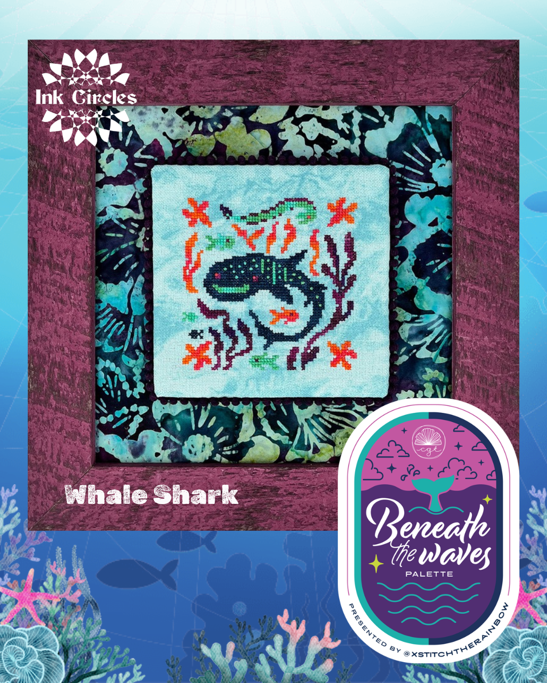 Whale Shark (xStitch The Rainbow- Beneath The Waves Palette) - Ink Circles
