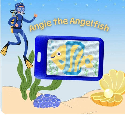 Angie the Angelfish Cross Stitch Luggage Tag Kit - Jumpseat Therapy