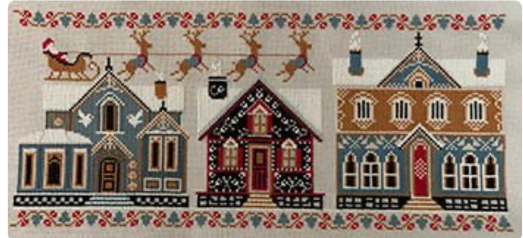 Ornamented Christmas Houses - Twin Peak Primitives