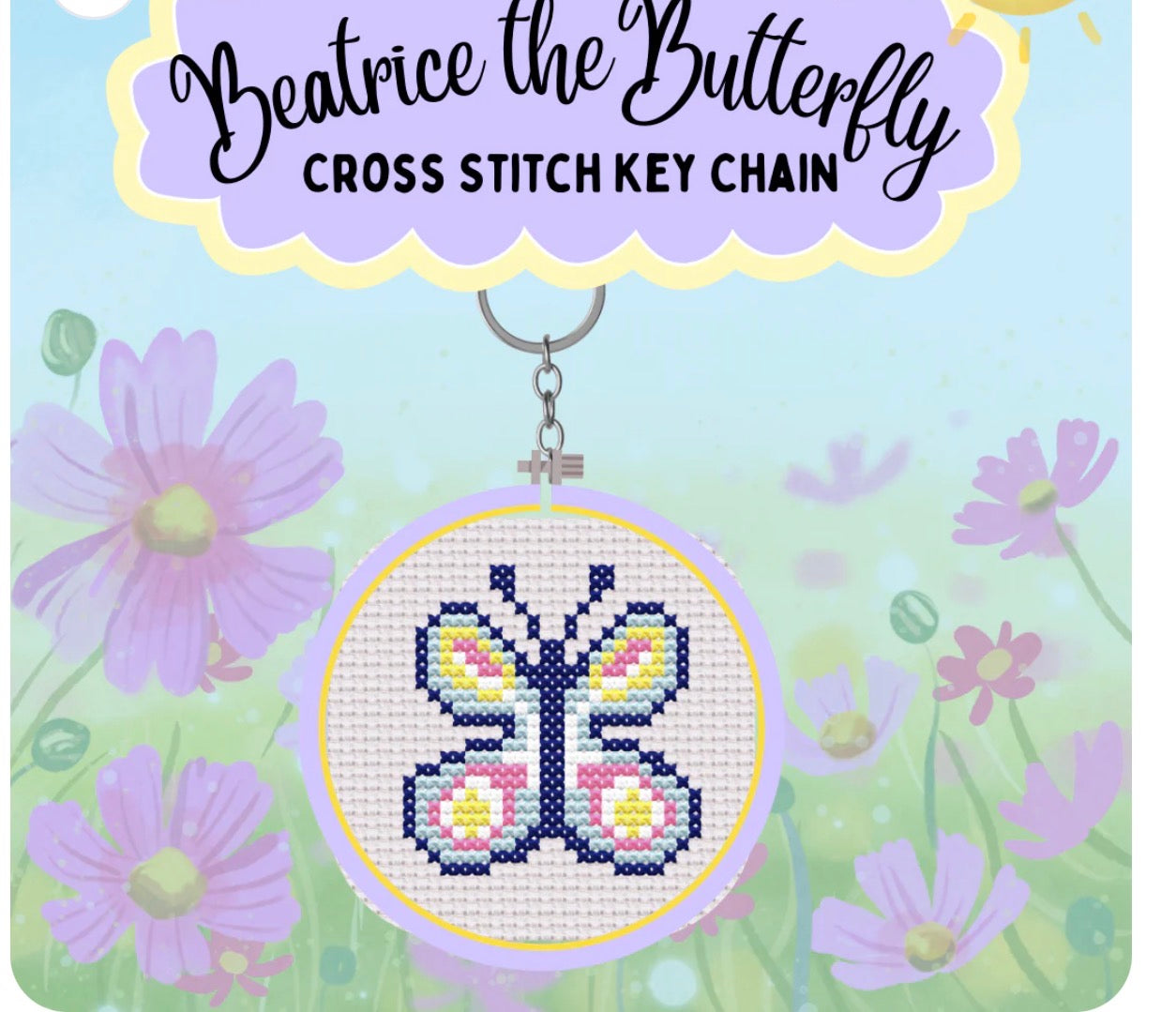 Flower Cross Stitch Keychain Kit - Jumpseat Therapy